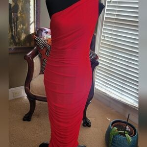 ❤️JLUXLABEL Striking Red One-Shoulder Dress